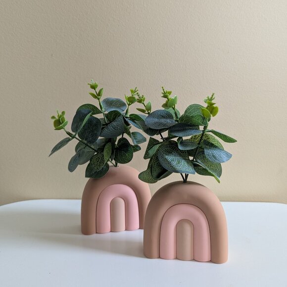 3/$20 FAUX PLANT RAINBOW HAND SANITZER HOLDERS FOR DESK - Picture 1 of 3
